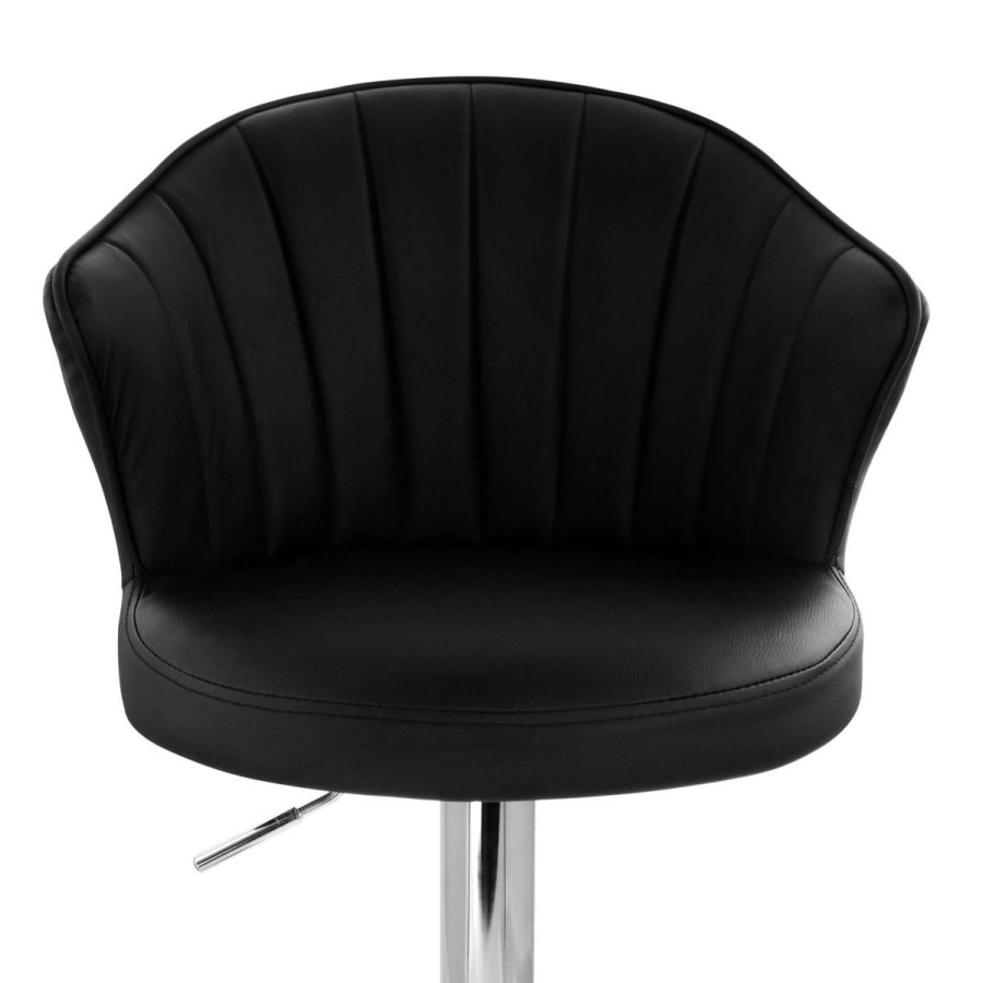 Furniture * | Reduced Price Elama 2-Piece Shell Back Faux Leather Bar Stool In Black With Base