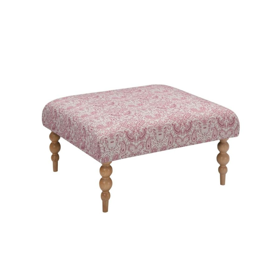 Furniture * | The Latest Fashion Shabby Chic Kabir Upholstered Linen Cocktail Ottoman