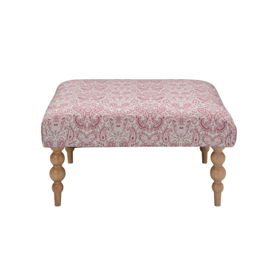 Furniture * | The Latest Fashion Shabby Chic Kabir Upholstered Linen Cocktail Ottoman