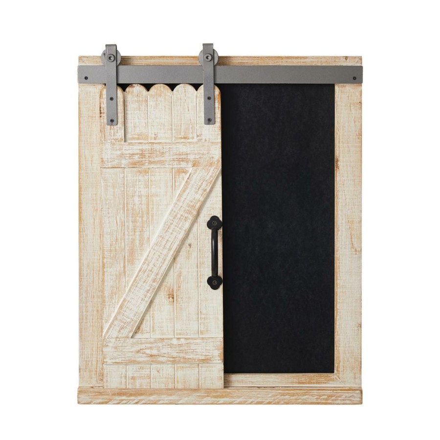 Wall Decor * | Sale Merchandise Glitzhome 19.75 Farmhouse Wooden Chalkboard Barn Door Wall Decor