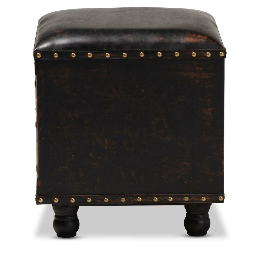 Furniture * | Charlier Faux Leather Upholstered Wood Storage Ottoman Good Quality