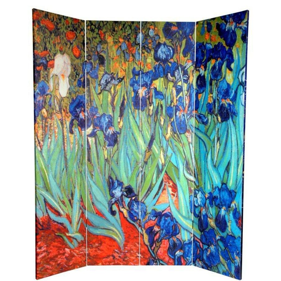 Furniture * | Quality Guarantee Oriental Furniture 6-Foot Double-Sided Van Gogh Irises&Starry Night Room Divider 4-Panel