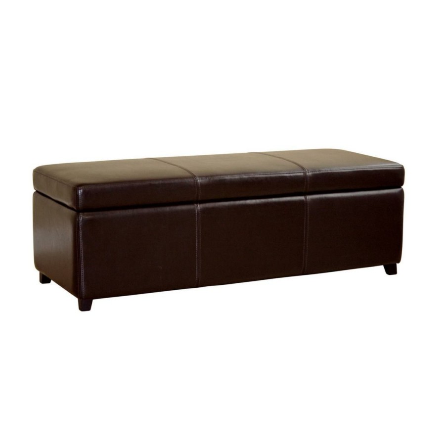 Furniture * | Full Leather Small Storage Cube Ottoman At The Best Price