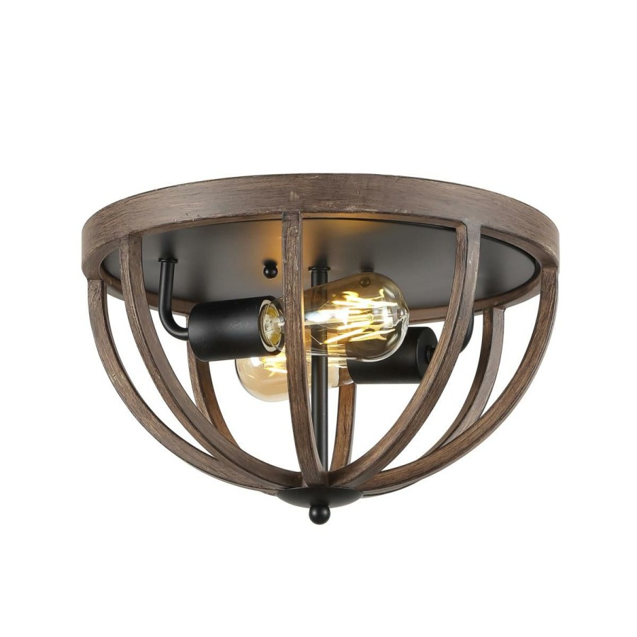 Ceiling Lighting * | Jonathan Y Brown Darlene 13 2-Light Iron Rustic Led Flush Mount Typical Style