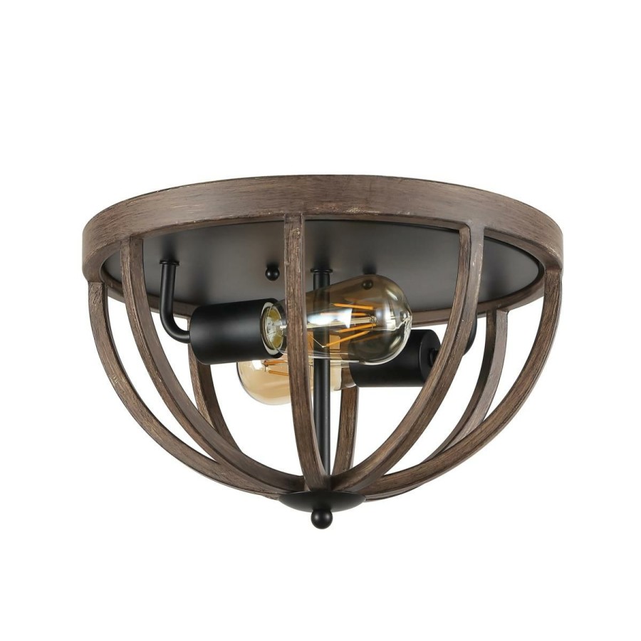 Ceiling Lighting * | Jonathan Y Brown Darlene 13 2-Light Iron Rustic Led Flush Mount Typical Style