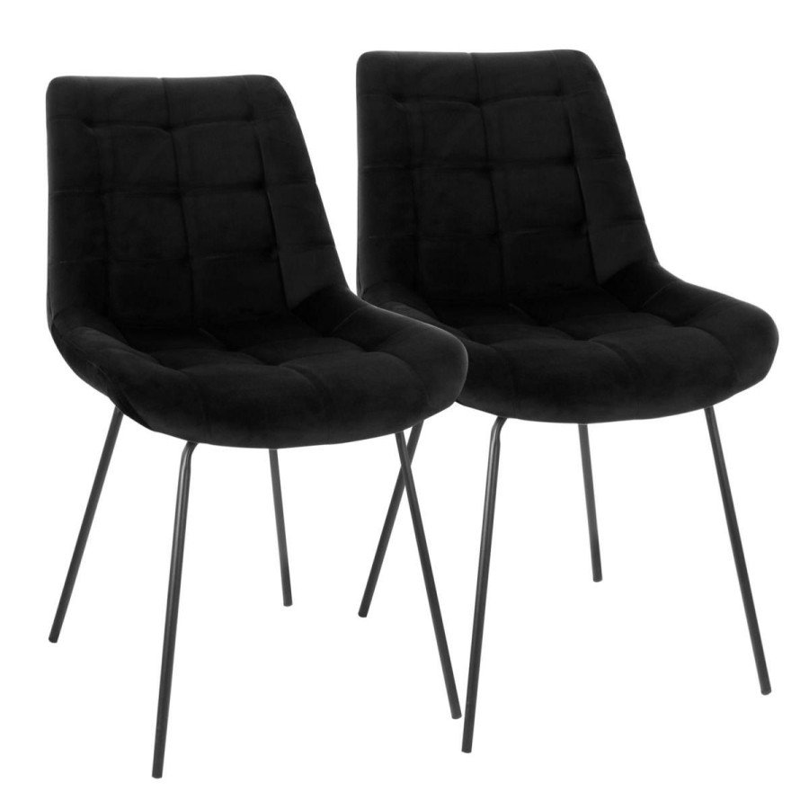 Furniture * | Absolute Quality Elama 2-Piece Tufted Chair In Black With Metal Legs