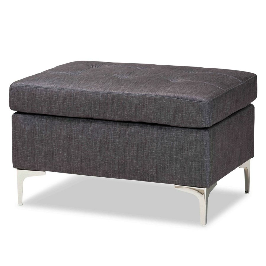 Furniture * | Discount Store Wholesale Interiors Riley Grey Fabric Upholstered Ottoman