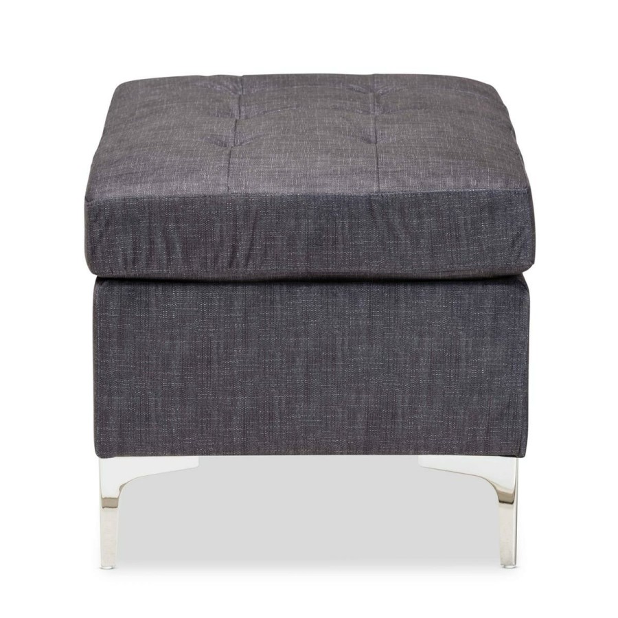 Furniture * | Discount Store Wholesale Interiors Riley Grey Fabric Upholstered Ottoman