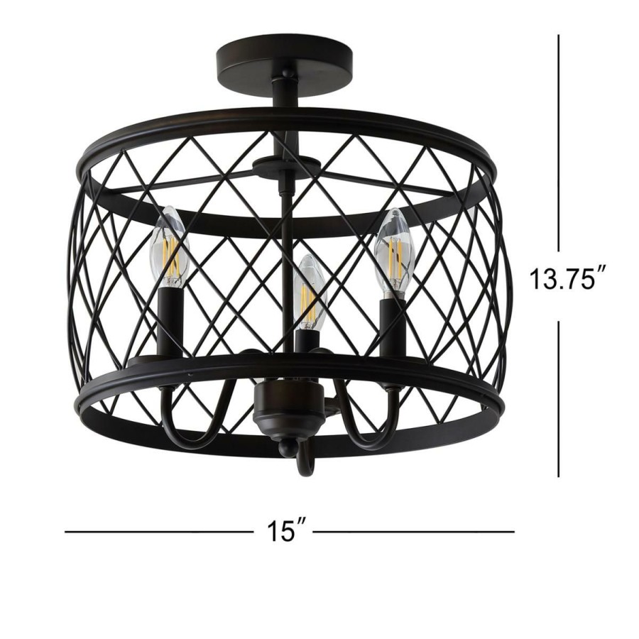 Ceiling Lighting * | Jonathan Y Eleanor 15 3Light Metal Led Semi Flush Mount Ceiling Light Superior Style Oil Rubbed Bronze