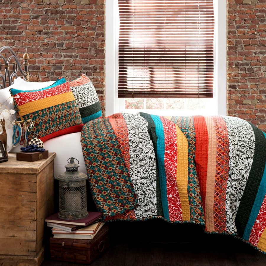 Quilts & Bedspreads * | Latest Fashion Lush Decor Boho Stripe Quilt 3-Piece Set Full/Queen