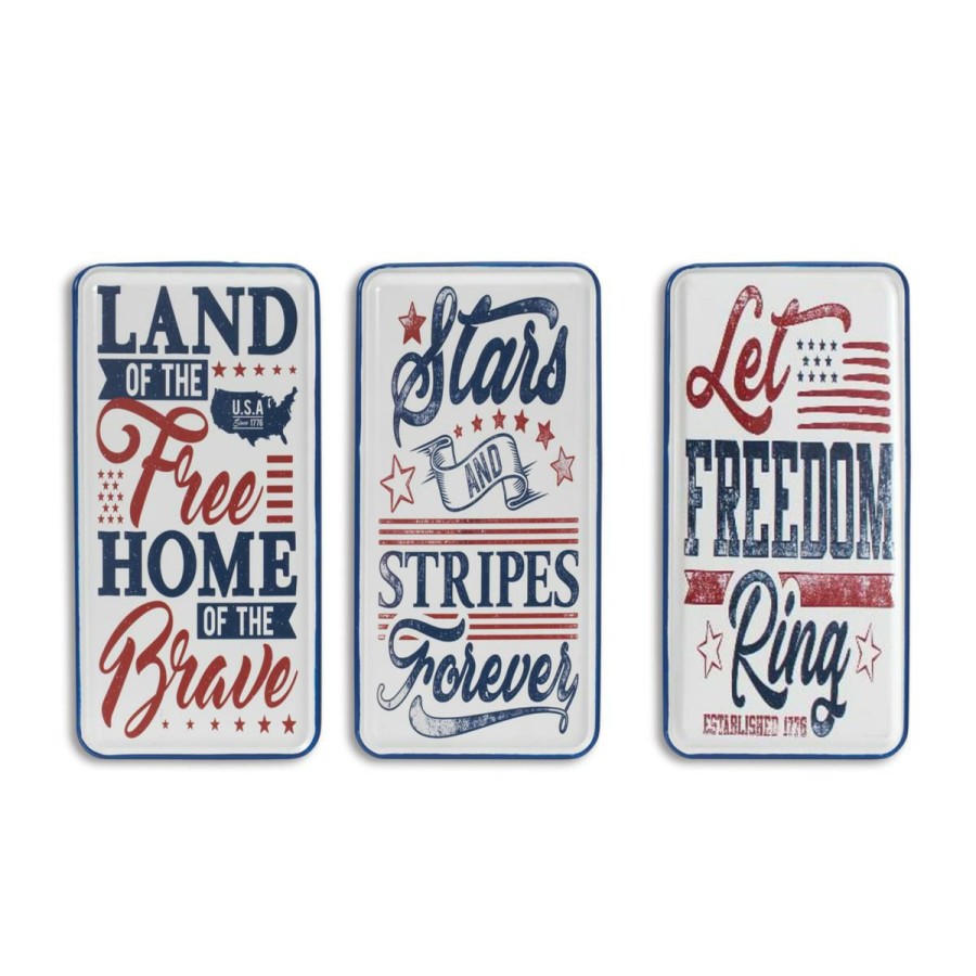 Holiday * | Discount Store The Gerson Company Assorted 23.8 Americana Wall Signs Set Of 3