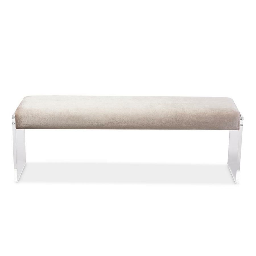 Furniture * | Glamor Model Wholesale Interiors Hildo Upholstered Bench With Paneled Acrylic Legs