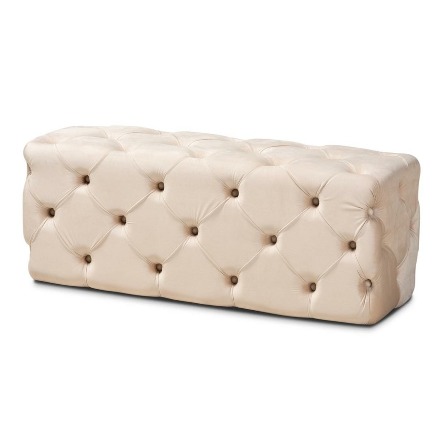 Furniture * | Excellent Wholesale Interiors Jasmine Velvet Upholstered Button Tufted Ottoman