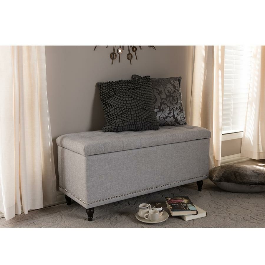 Furniture * | Kaylee Fabric Upholstered Button-Tufting Storage Ottoman Bench Promotions