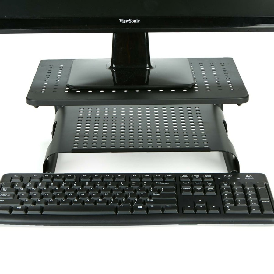 Furniture * | Mind Reader 2-Tier Ventilated Metal Monitor Stand Riser With Storage Exclusive Design