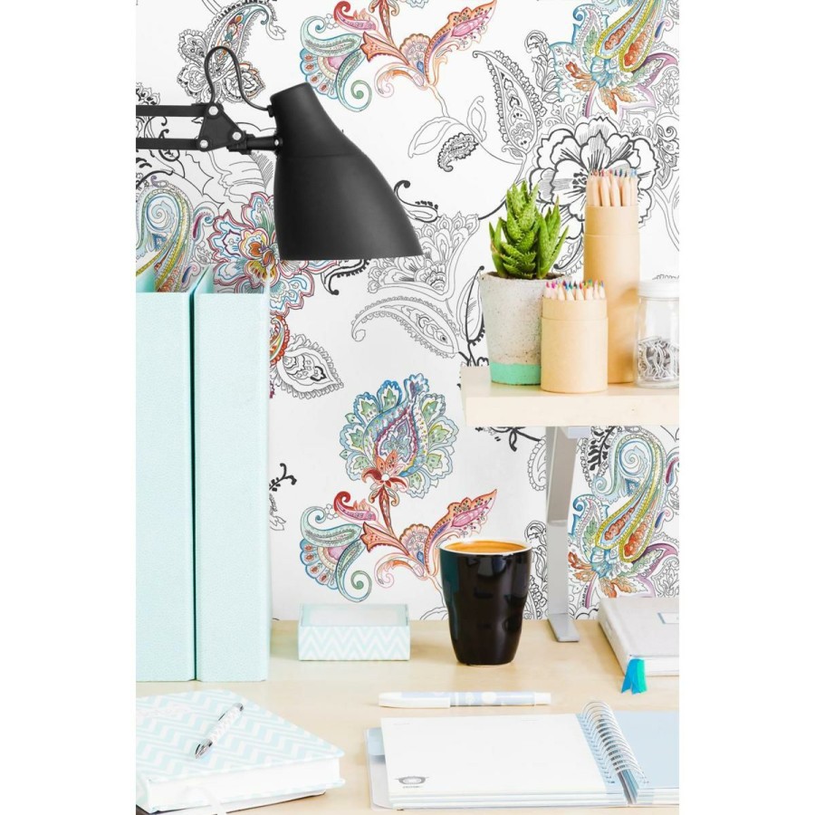 Wall Decor * | Limit Offer Nextwall Colorful Paisley Peel And Stick Wallpaper