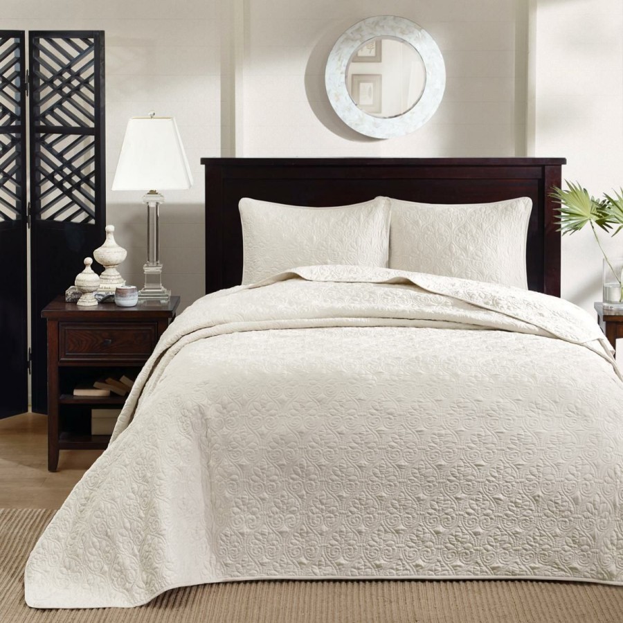 Quilts & Bedspreads * | Glamor Model Madison Park Quebec Queen Quilted Bedspread Set Ivory