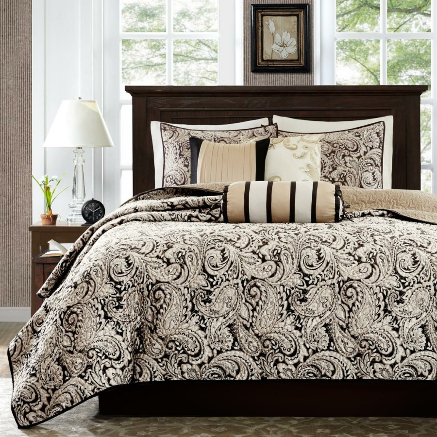 Quilts & Bedspreads * | Madison Park Aubrey Black 6-Piece Quilted Coverlet Set Full/Queen At Unbeatable Price