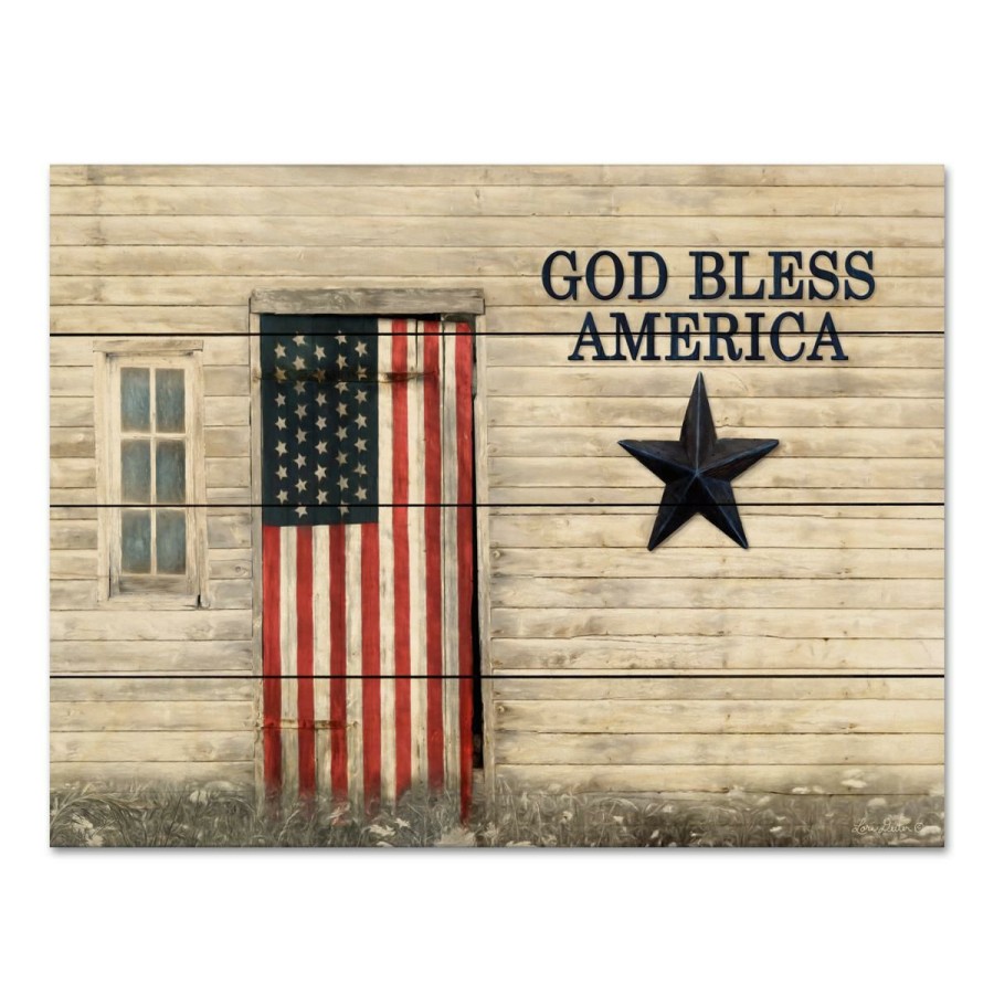 Holiday * | Excellent Courtside Market God Bless American Flag Wood Pallet 16 X 20