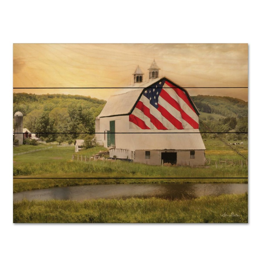 Holiday * | With Discount Courtside Market Flag Barn Wood Pallet 12 X 16