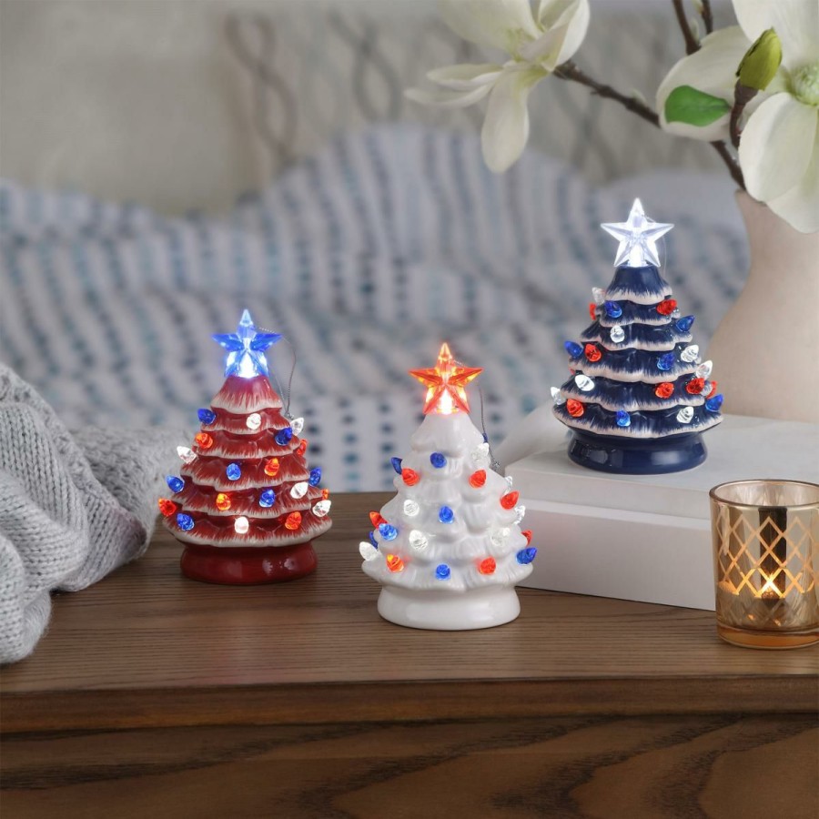 Holiday * | Top Selling Mr. Liberty Americana Ceramic Mini Trees 3-Piece Set