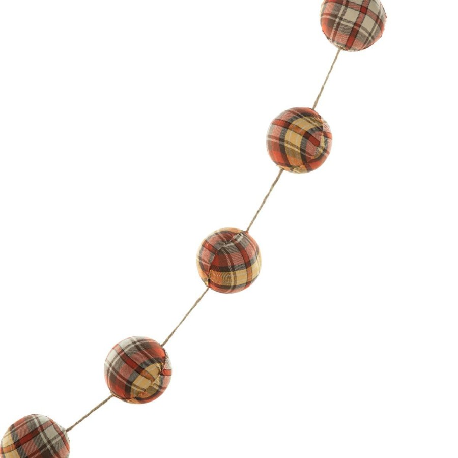 Holiday * | Glitzhome 78.75In.L Fall Plaid Balls Garland Superior Style