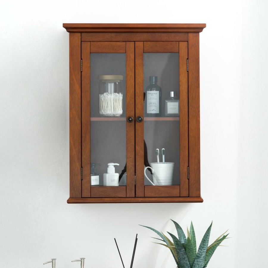 Furniture * | Fantastic Model Glitzhome Russet Wall Cabinet With Double Doors