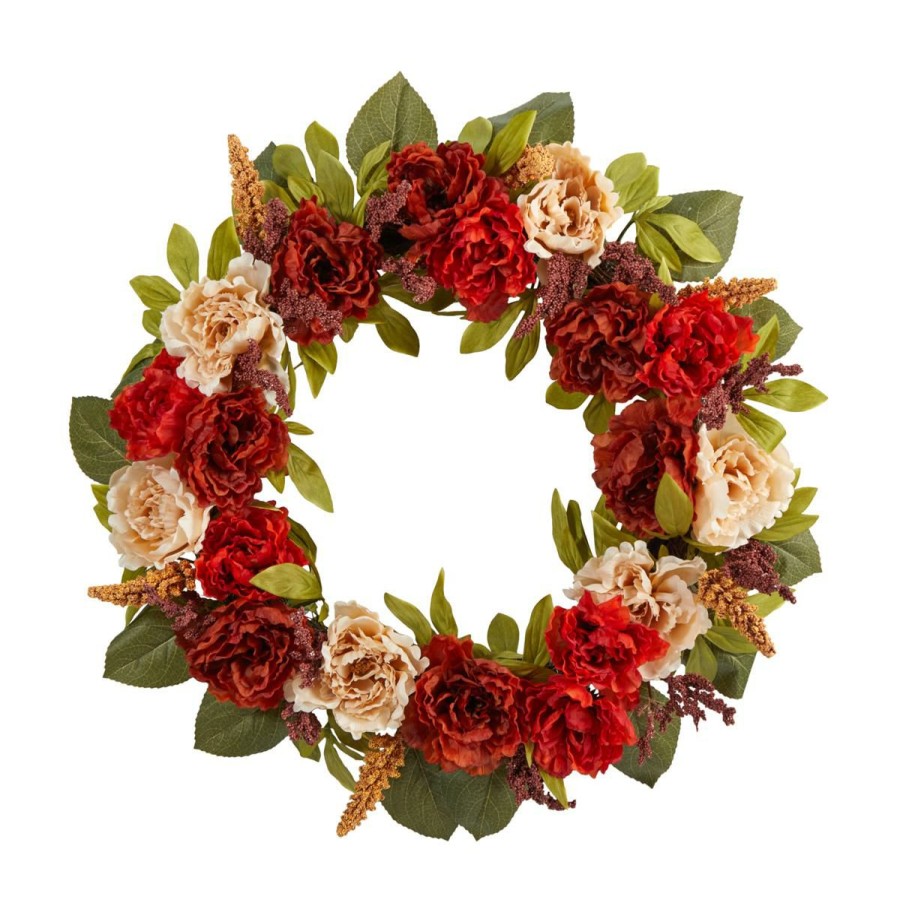 Holiday * | 30" Harvest And Peony Artificial Wreath Superior Style