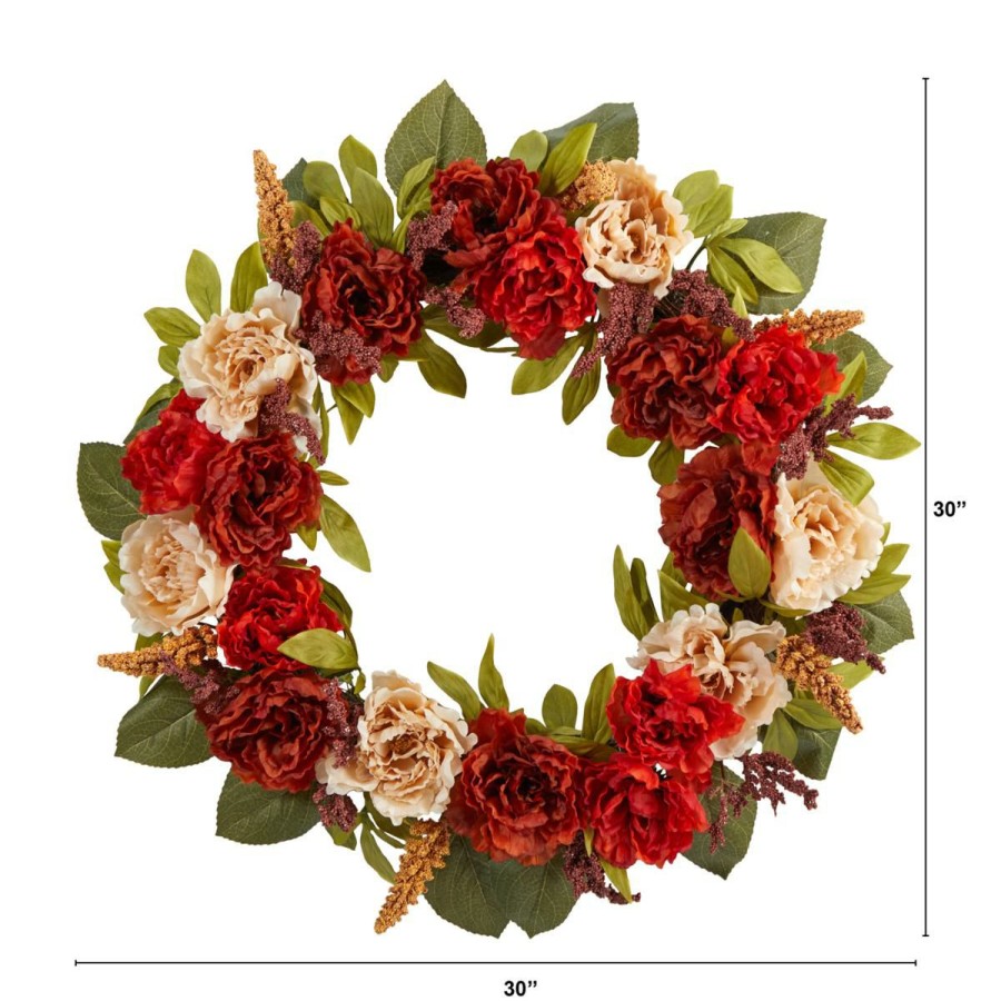 Holiday * | 30" Harvest And Peony Artificial Wreath Superior Style