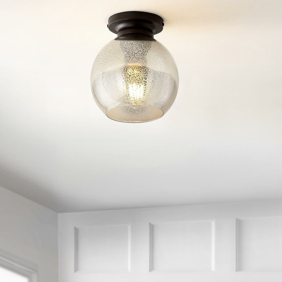 Ceiling Lighting * | Jonathan Y Atlas 7.75 Metal&Bubbled Glass Led Flush Mount Light On Sale