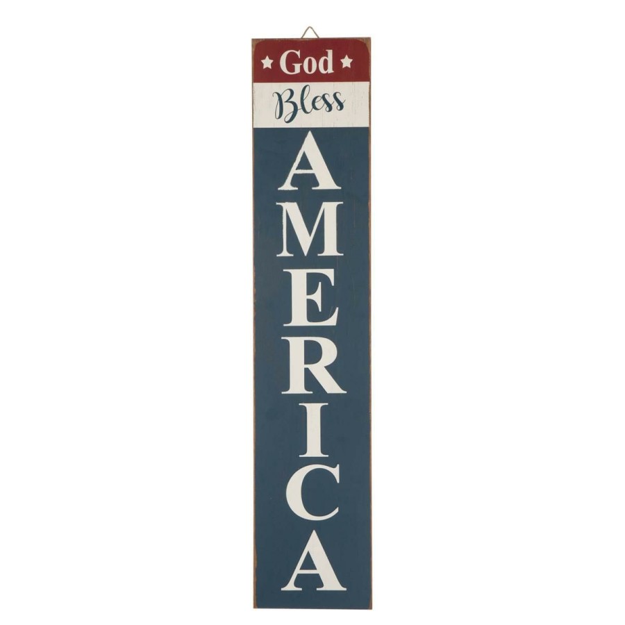 Holiday * | Limit Offer Glitzhome 31.5 Wooden Patriotic Americana Porch Sign