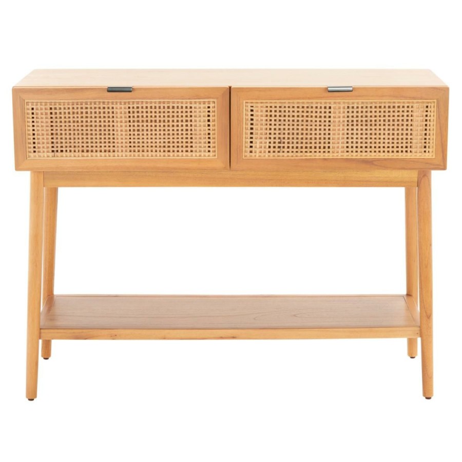 Furniture * | Sale Merchandise Safavieh Baisley 2-Drawer Rattan Console Brown