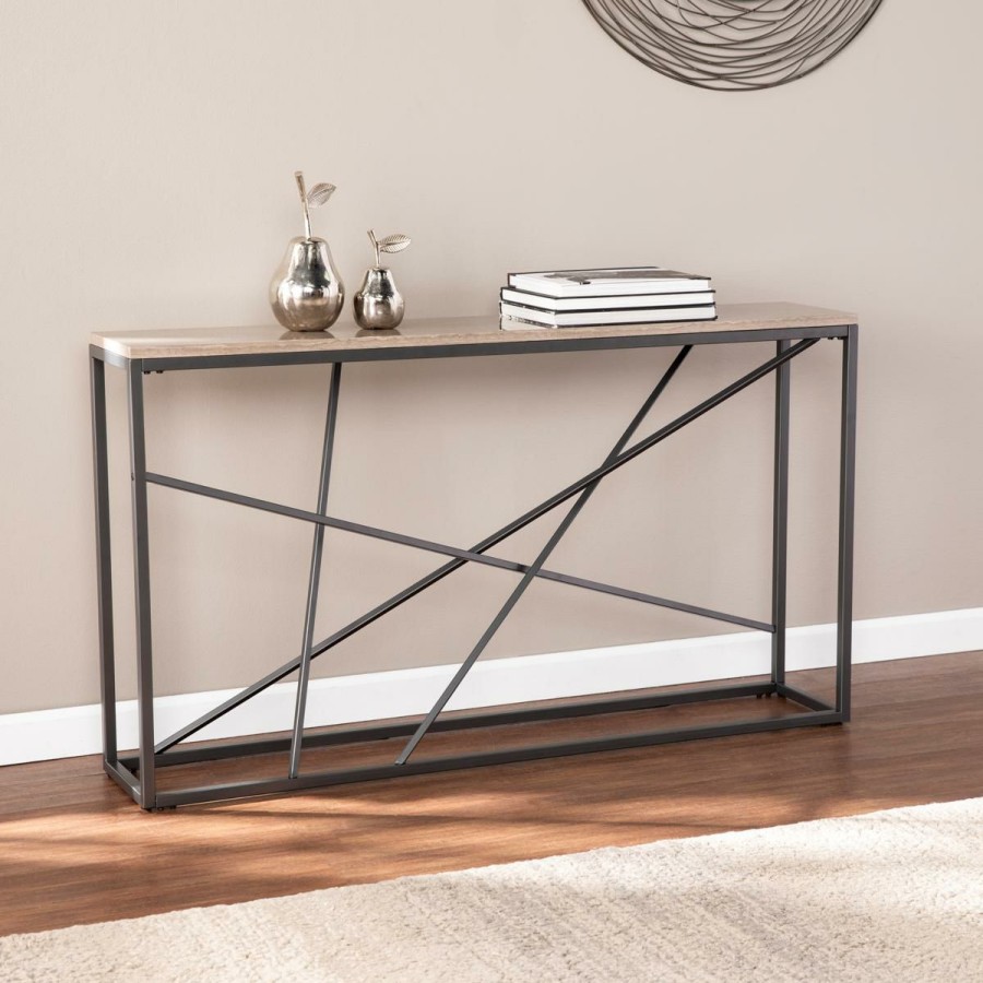 Furniture * | Offering Discounts Volare Faux Marble Console Table