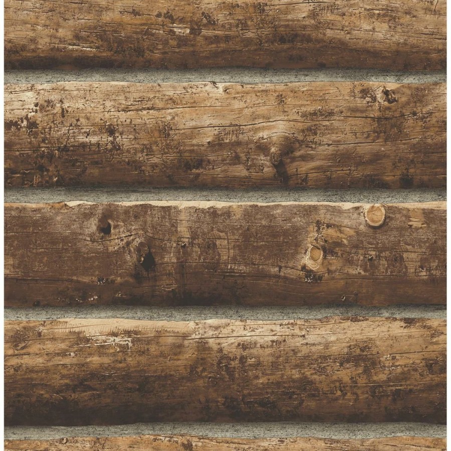 Wall Decor * | Cut Price Nextwall Faux Log Cabin Peel And Stick Wallpaper