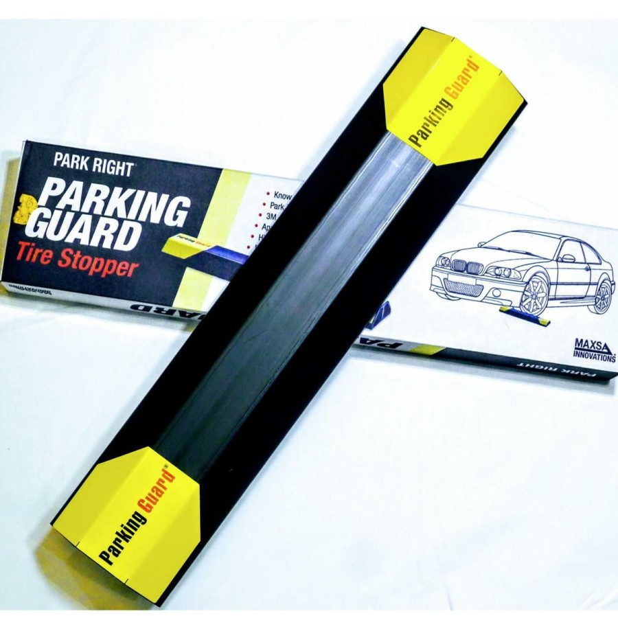 Home Improvement * | Maxsa Innovations Parking Guard Tire Stopper Black Quality Guarantee