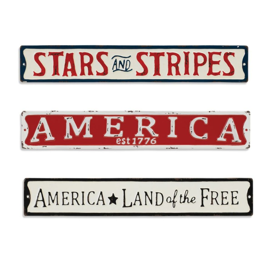 Holiday * | Limit Offer The Gerson Company Set Of 3 22 Americana Wall Signs