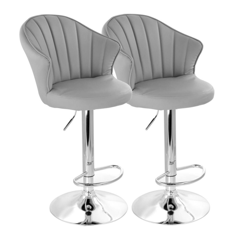 Furniture * | Excellent Elama 2-Piece Shell Back Faux Leather Adjustable Bar Stool With Base