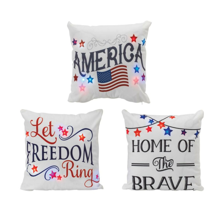 Holiday * | Affordable Price The Gerson Company 16 Battery Operated Americana Pillows Set Of 3