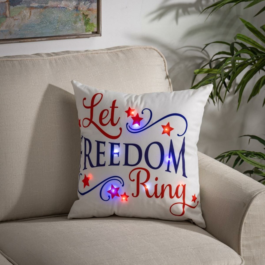 Holiday * | Affordable Price The Gerson Company 16 Battery Operated Americana Pillows Set Of 3