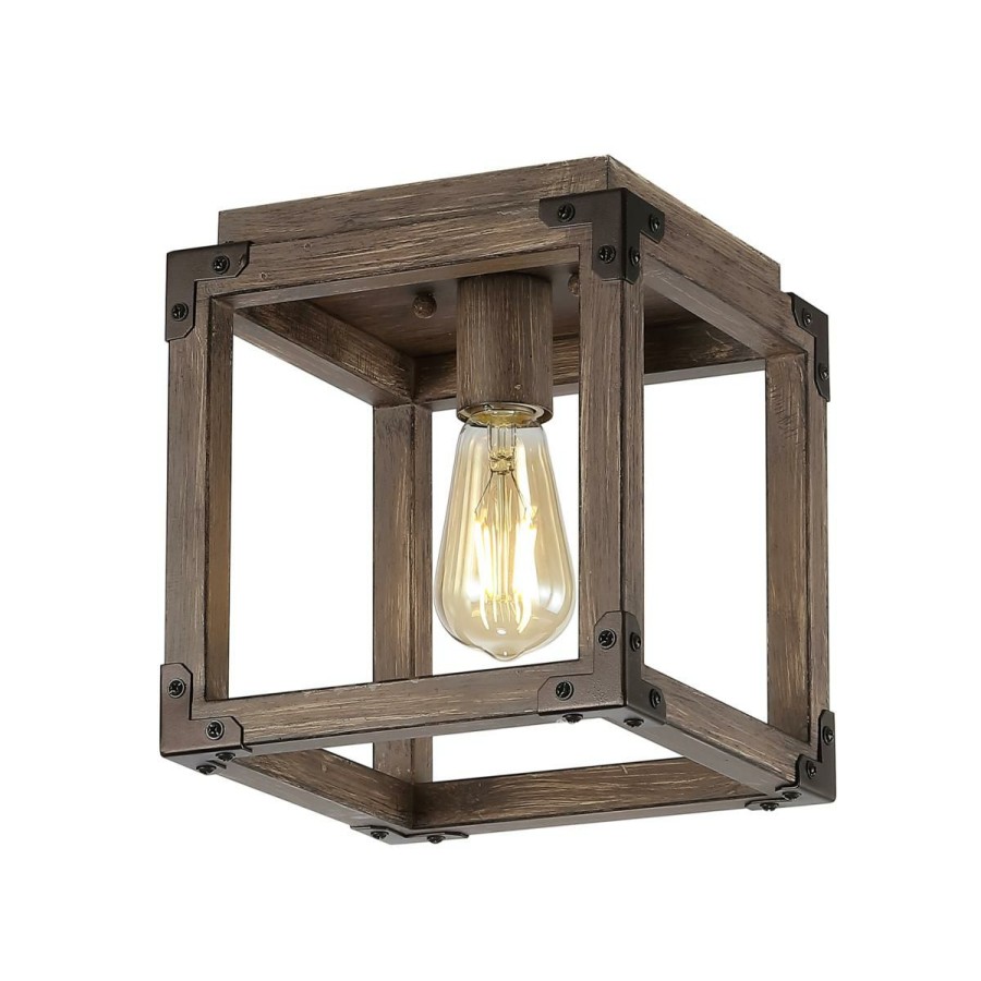 Ceiling Lighting * | Jonathan Y Brown Magnolia 8 Iron Rustic Farmhouse Led Flush Mount Typical Style