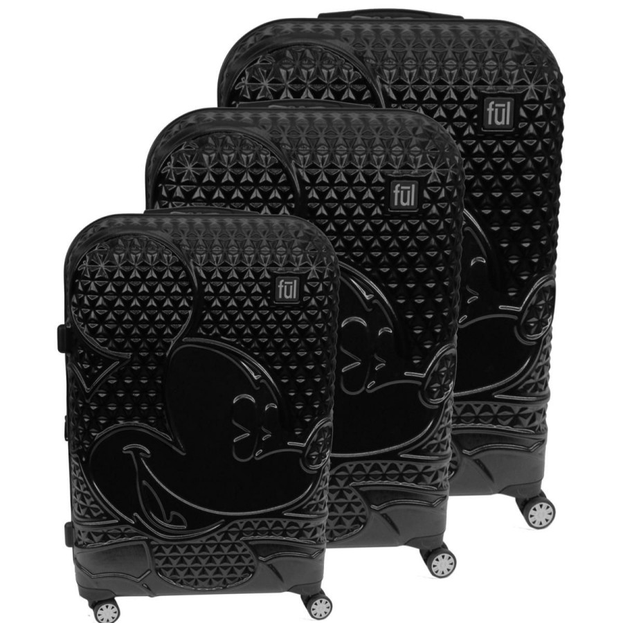 Luggage & Travel Accessories * | Ful Disney Textured Mickey Mouse Hard-Sided 3-Piece Luggage Set On Sale