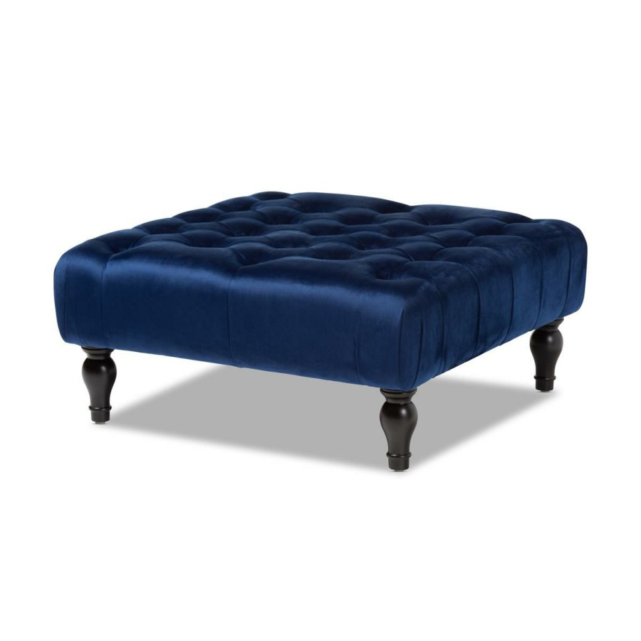 Furniture * | Fantastic Model Wholesale Interiors Keswick Velvet Button Tufted Cocktail Ottoman