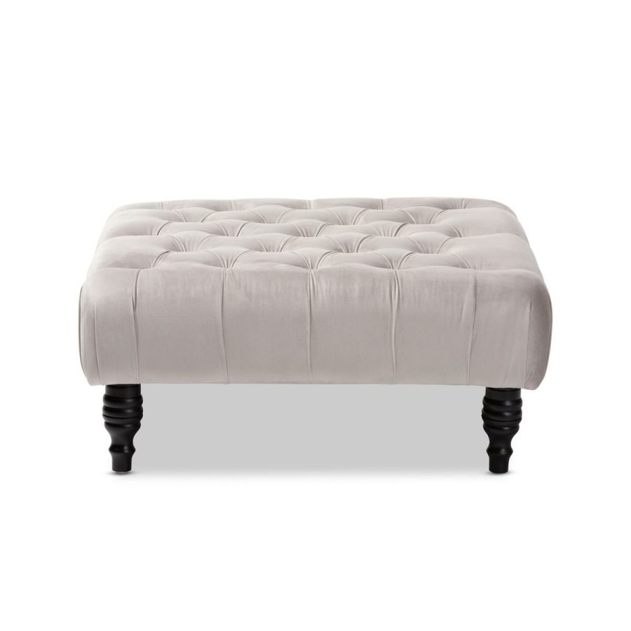 Furniture * | Fantastic Model Wholesale Interiors Keswick Velvet Button Tufted Cocktail Ottoman