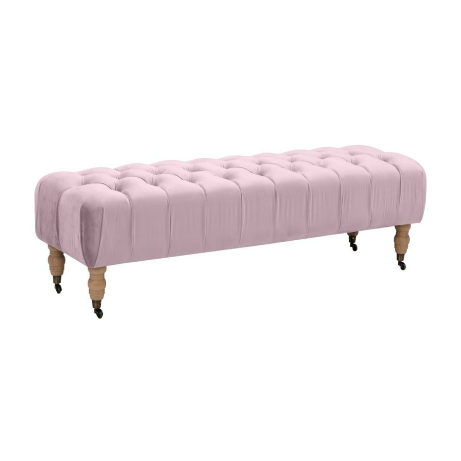 Furniture * | Outlet Shabby Chic Sonya Upholstered Velvet Bench