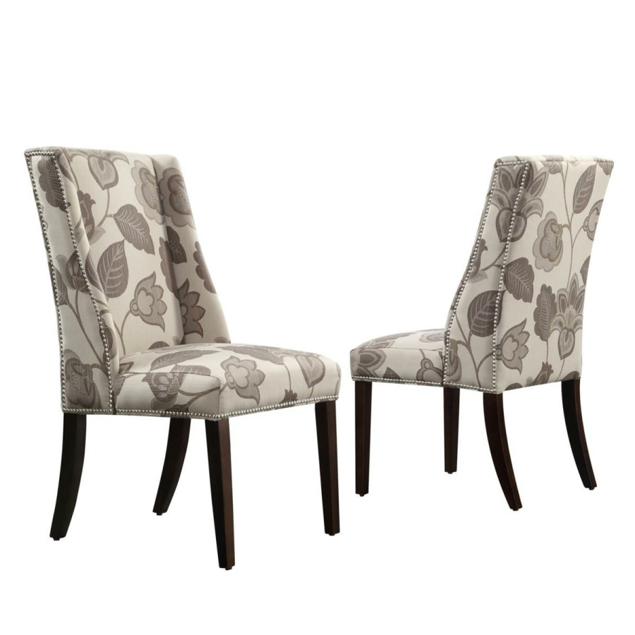 Furniture * | New Home Origin Westgate Wingback Chair In Grey Floral Set Of 2