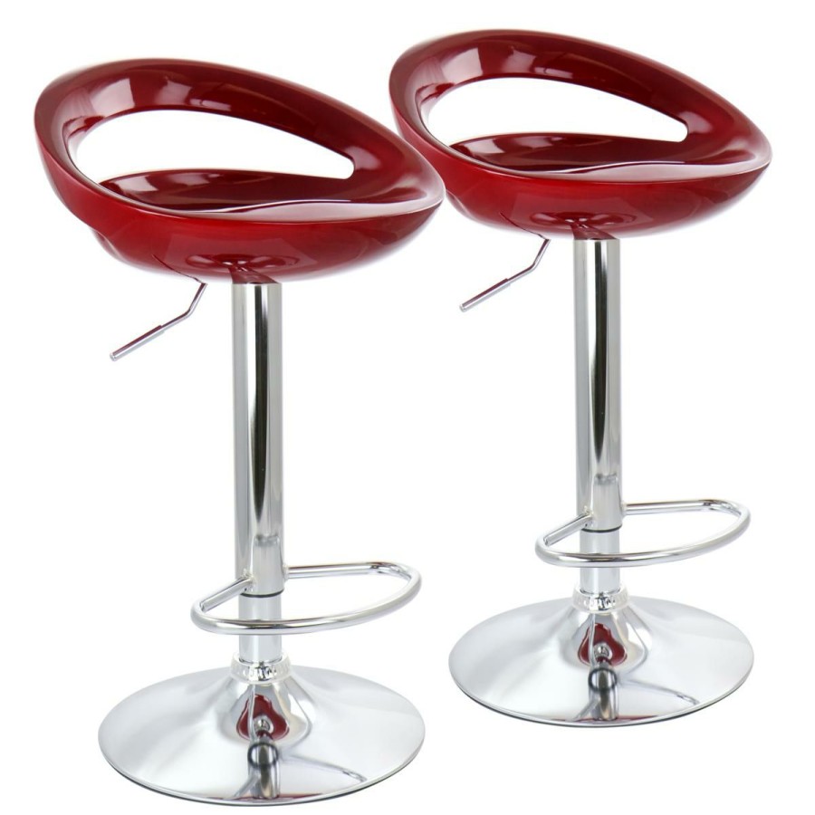 Furniture * | Excellent Elama 2-Piece Retro Adjustable Bar Stool In Cherry With Chrome Base