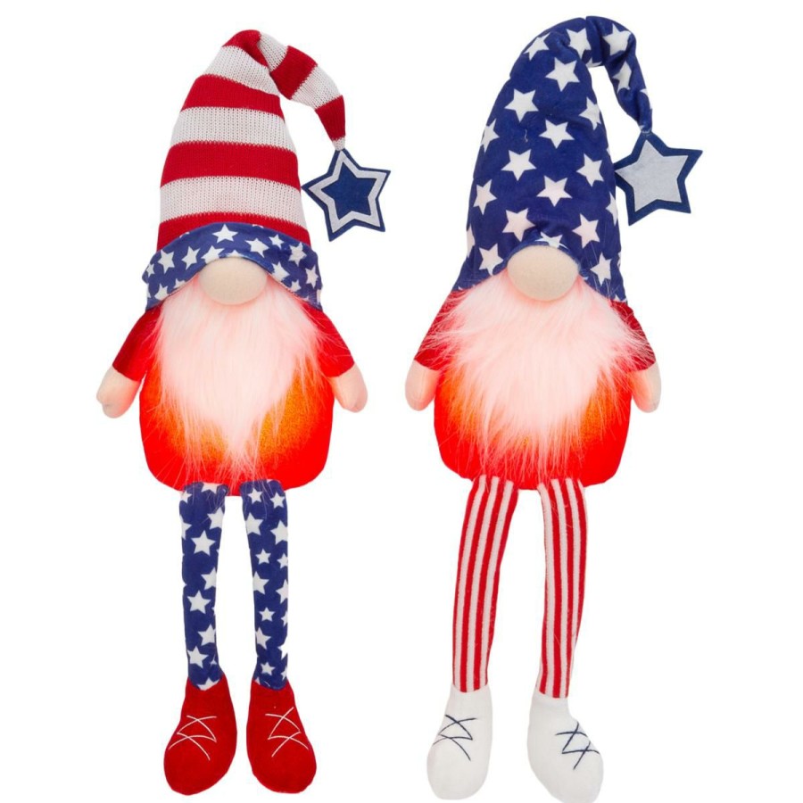 Holiday * | Latest Fashion The Gerson Company 26.7 Battery Operated Plush Americana Gnomes