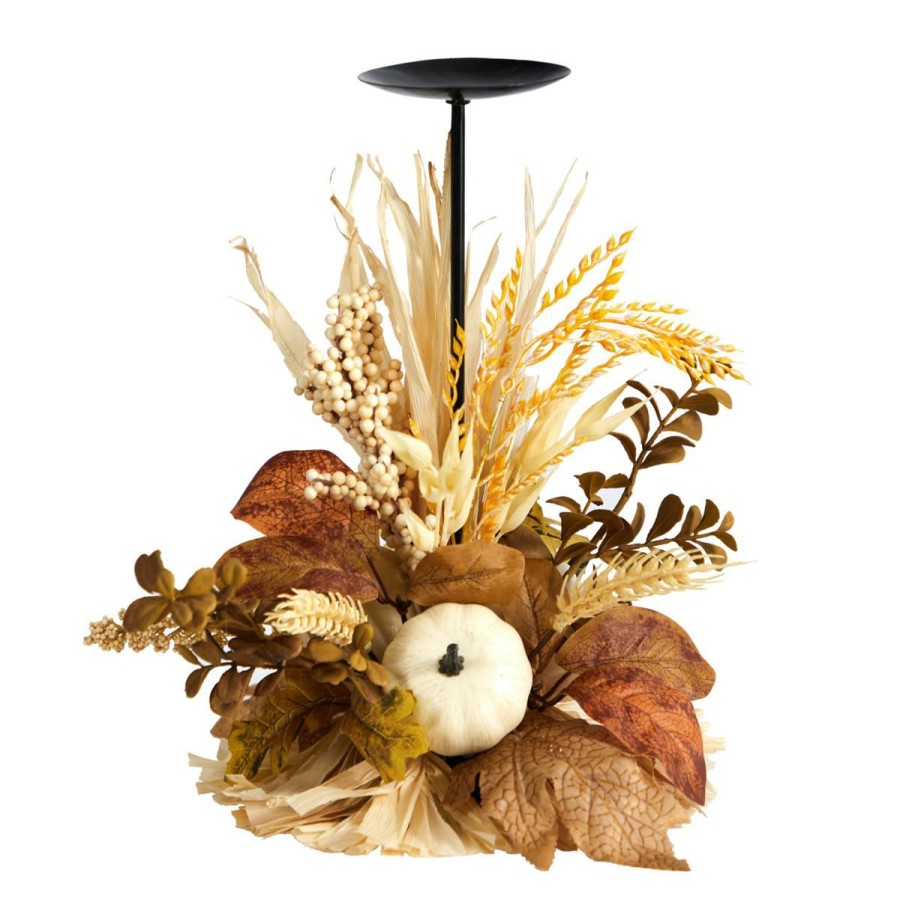 Holiday * | 12" Autumn Harvest And Pumpkin Fall Candle Holder Top Selling