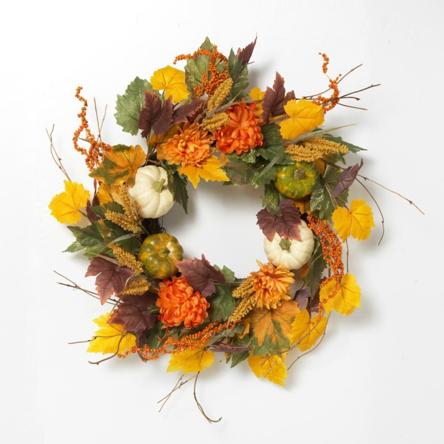 Holiday * | Gerson 26 Diameter Harvest Wreath With Pumpkin&Berry Accents At Lower Price