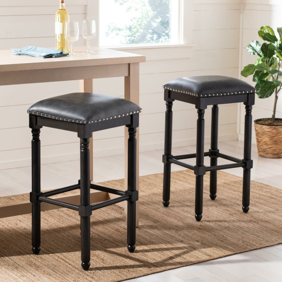 Furniture * | Safavieh Preston Bar Stool 2-Pack Special Design Charcoal